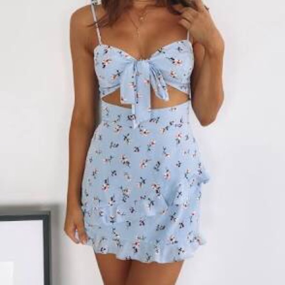 Shine your light mini dress blue floral